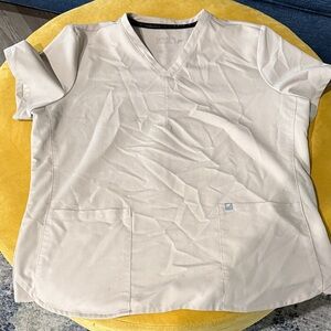 Fabletics Light Beige V-Neck Scrub Top